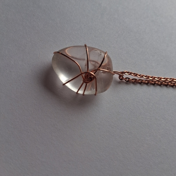 Hand Crafted Jewelry - Rose Gold Wire Wrapped Pendant Necklace